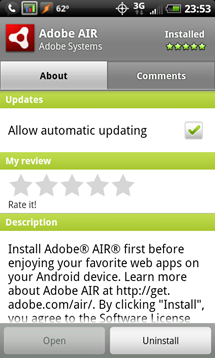 Adobe Air is now available in the Android Market