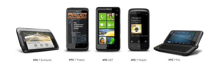 HTC announces all 5 of their WP7 devices
