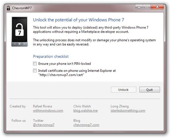Windows Phone 7 unlocker released