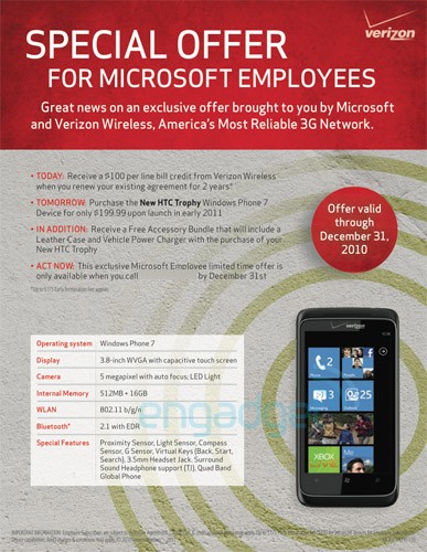 To Verizon from Microsoft WP7 with Love