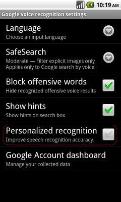 Google’s Android Voice Search application adds ‘personalized recognition’