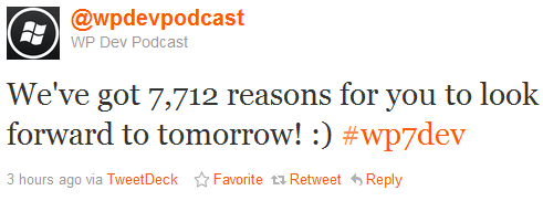 WP7 Devs to Get 7,712 To Look Forward To Tomorrow!